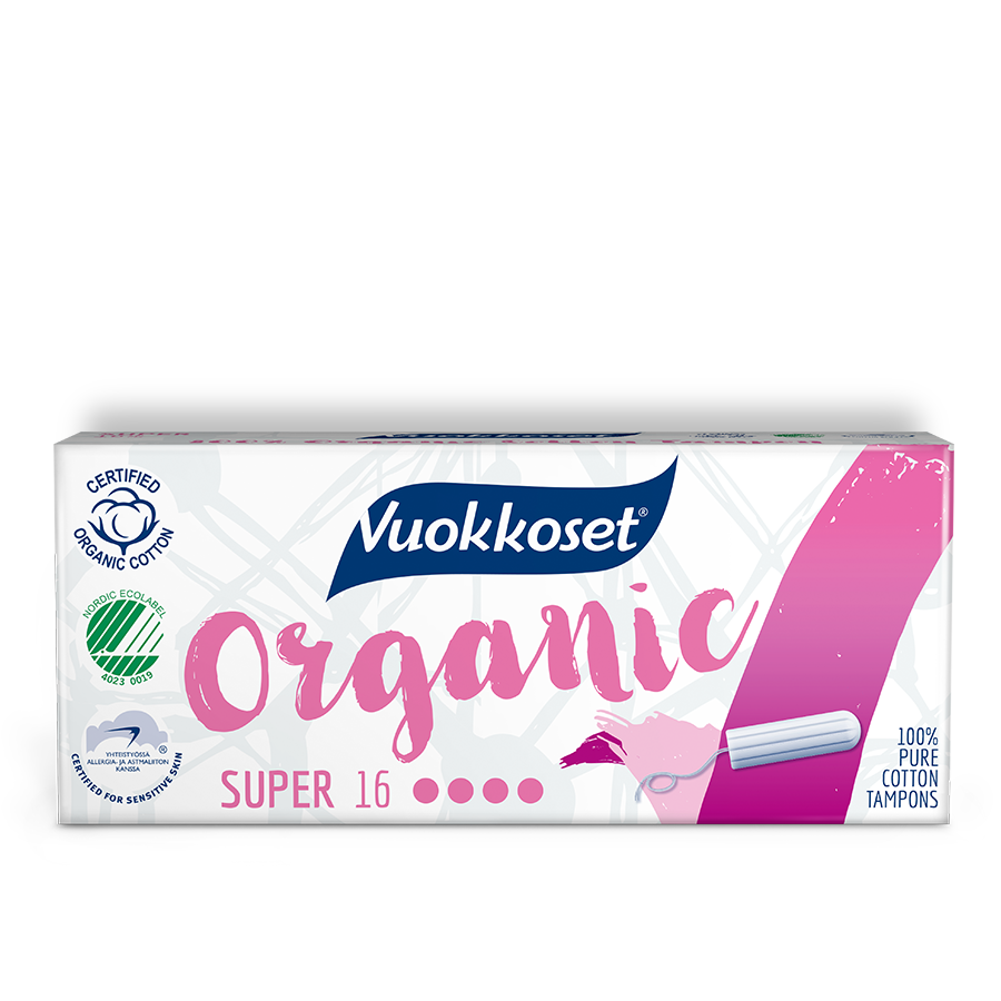 Vuokkoset Organic Tampon Super pakkaus.